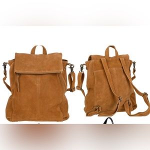 Free People brown leather backpack with shoulder strap